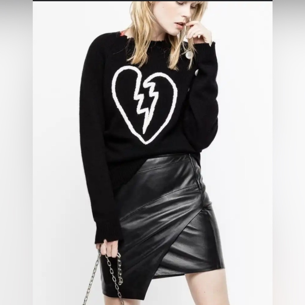 Zadig & Voltaire Black Sweater with White Heart Design